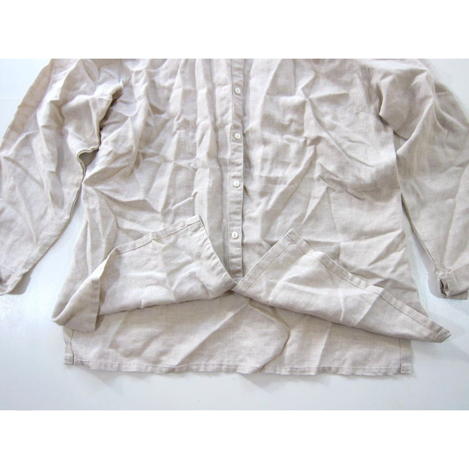 Vintage Linden Hill Blouse 100% Linen Beige Brown Button Down long Sleeve Collared XL Women Size XL / US 12-14 / IT 48-50 - 6 Thumbnail
