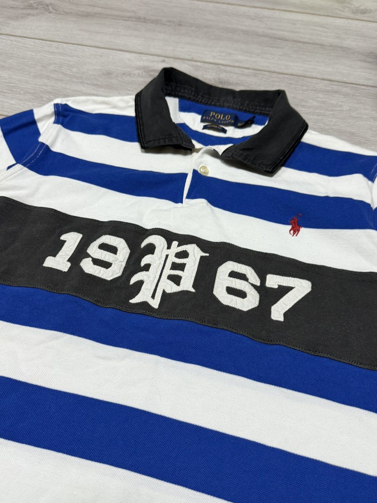 Polo Ralph Lauren Polo Ralph Lauren striped 1967 P rugby tee shirt Size US L / EU 52-54 / 3 - 2 Thumbnail