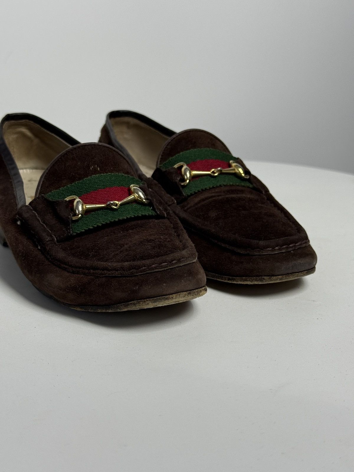 Gucci Vintage 80s rare Gucci brown suede loafers with horsebit Size US 7 / IT 37 - 8 Thumbnail