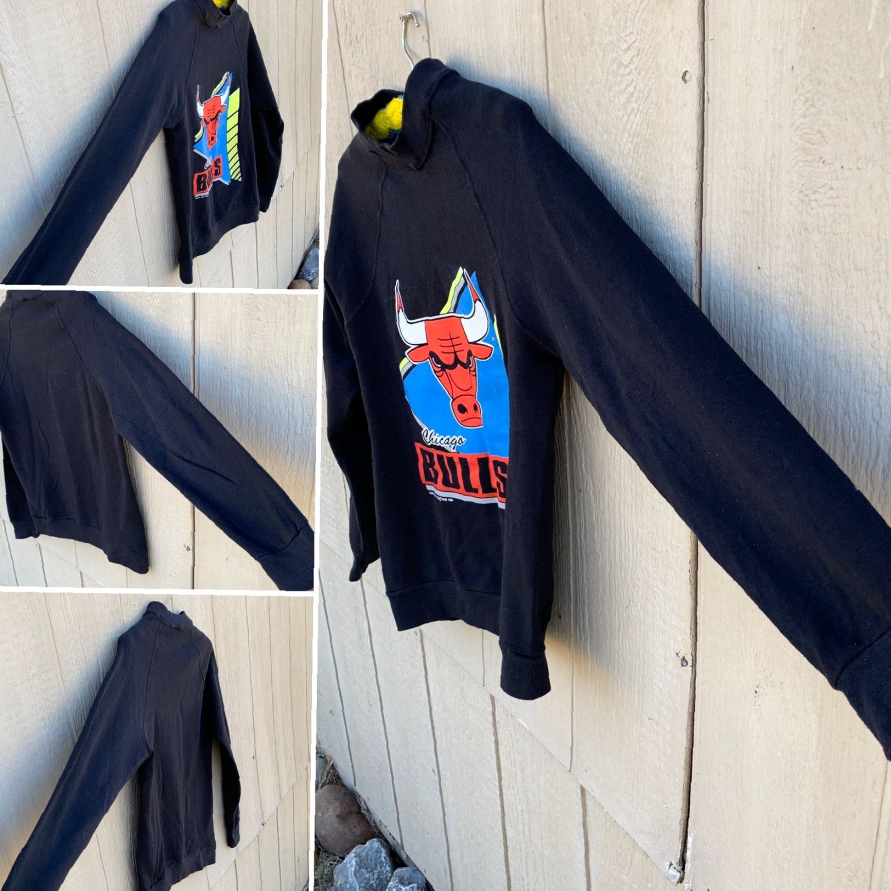 CO VINTAGE Chicago Bulls Sweatshirt Trench Mfg Co c 1989 NBA 1980s Size S Mens Black Cotton Blend Pullover Graphic Print 80s Sports Sweatshirt Size US S / EU 44-46 / 1 - 5 Thumbnail
