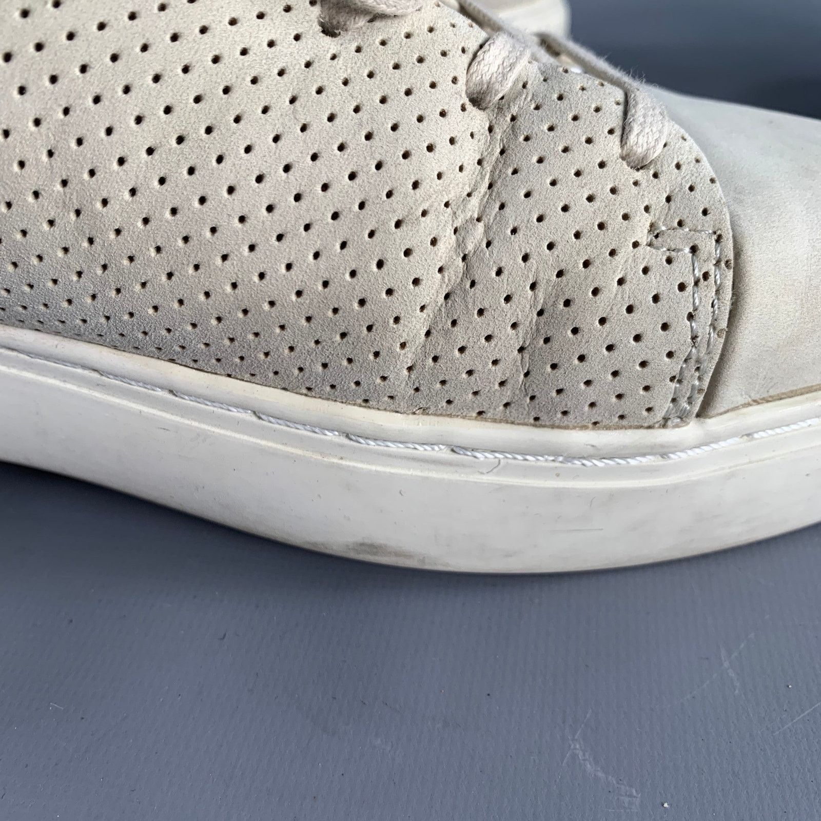 Paul Smith Size 12 Grey Stone Perforated Leather Cap Toe Sneakers Size US 12 / EU 45 - 10 Thumbnail