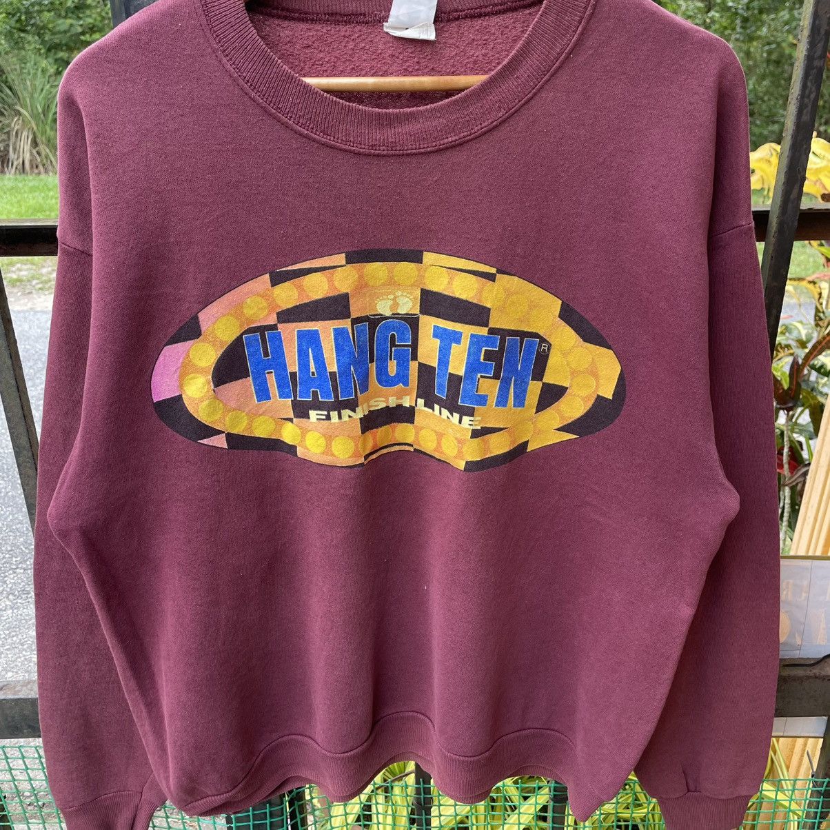 Hang Ten × Vintage 🔥Vintage 90s Hang Ten Finish Line Big Logo Sweatshirts Size US M / EU 48-50 / 2 - 5 Thumbnail