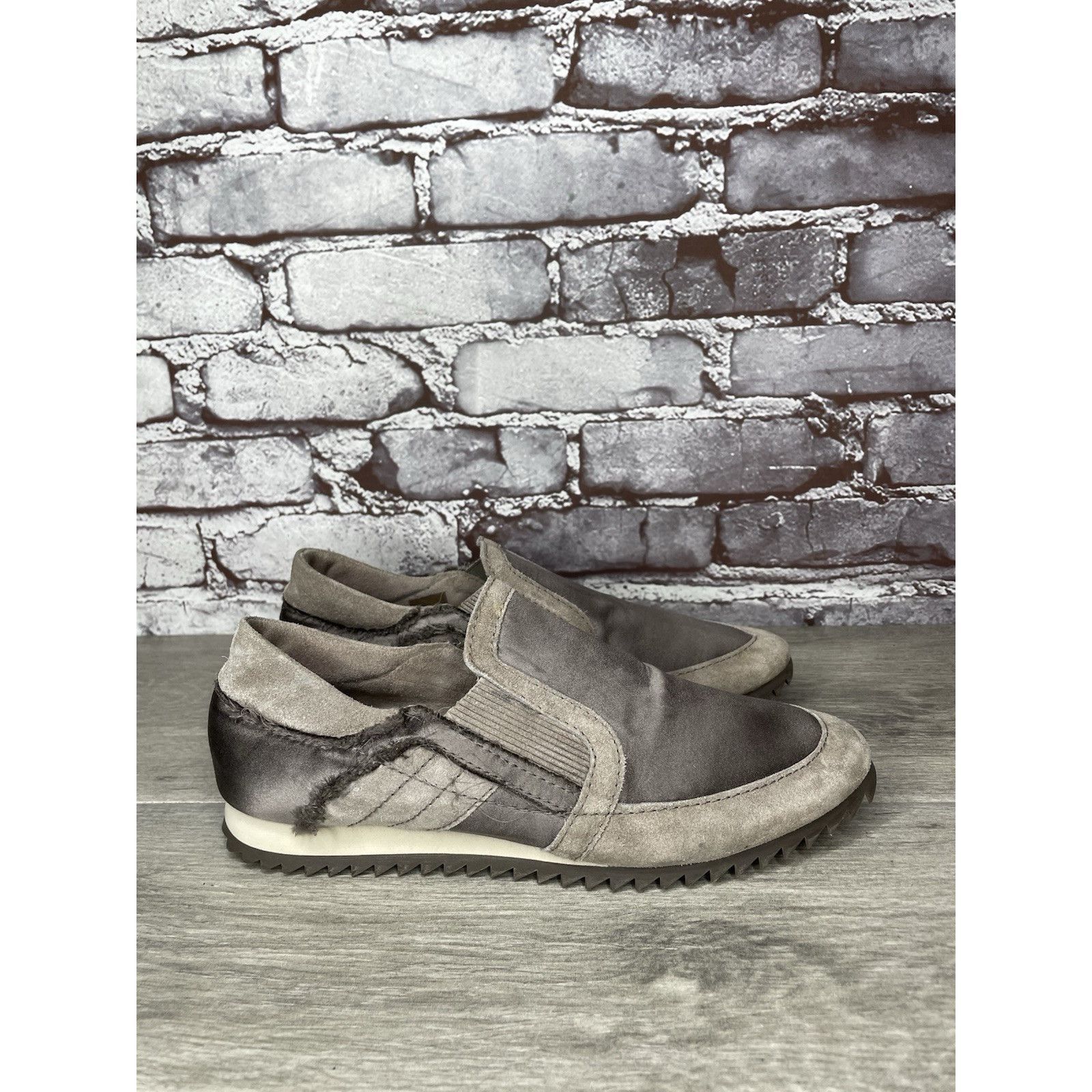 Pedro Garcia Pedro Garcia Silver Satin Gray Suede Lace Up Sneakers Women Size US 6.5 / IT 36.5 - 11 Thumbnail