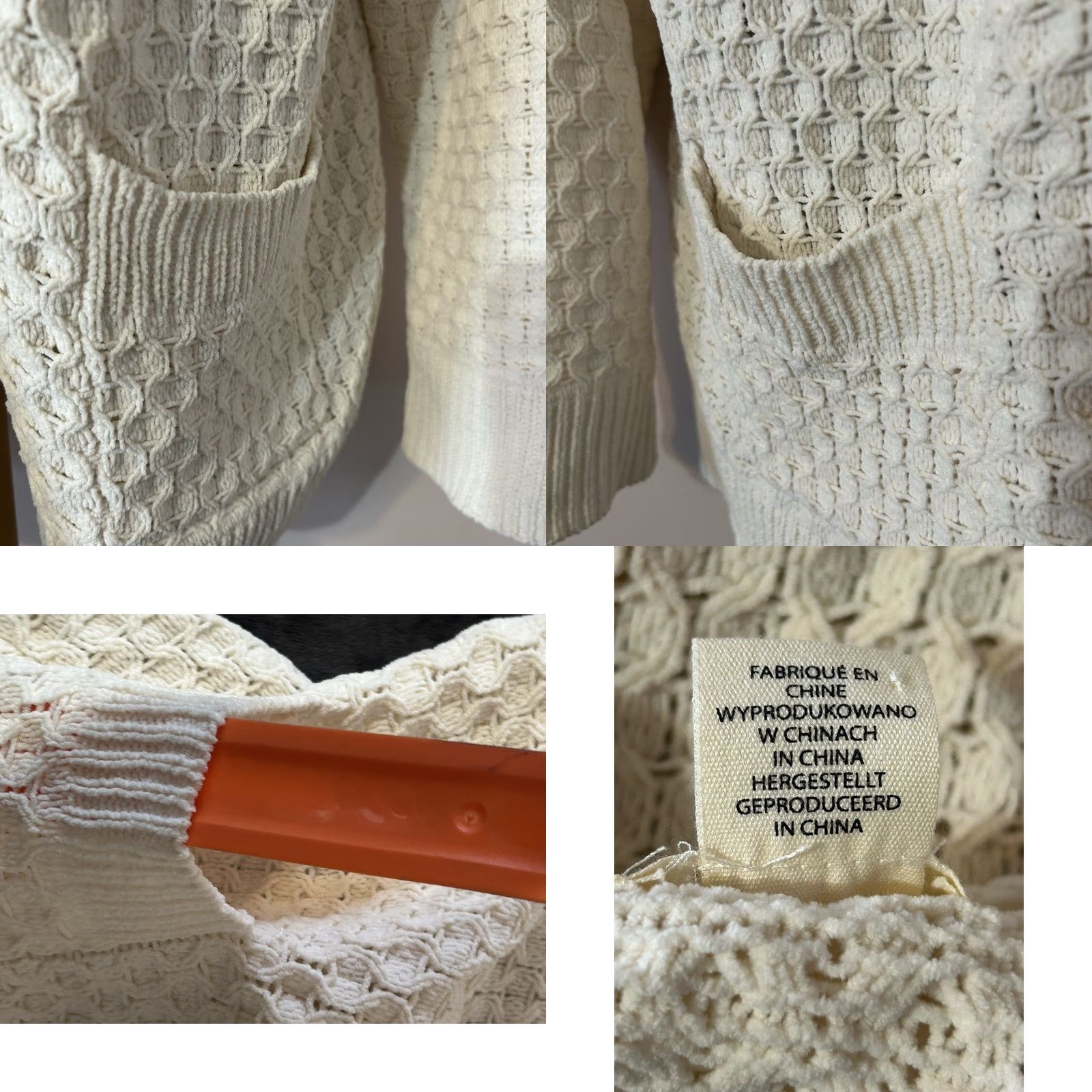 Nicole Miller Nicole Miller Open Front Cardigan Women M Cream Pockets Knit Wool Blend Cardigan, Solid, Long Sleeve, Open Front, Vintage? No Size M / US 6-8 / IT 42-44 - 8 Thumbnail