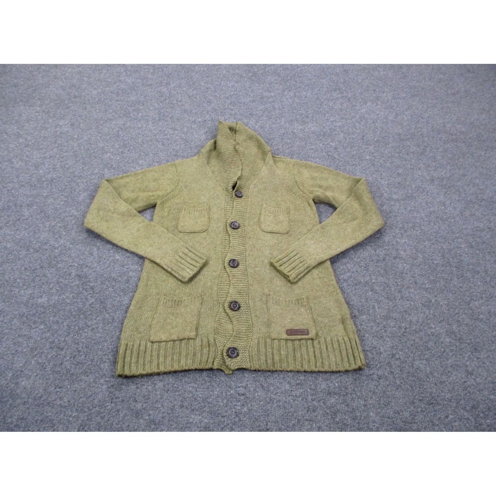Barbour Barbour Sweater Womens 10 11 Green Viscose Cashmere Cowl Neck Fisherman Cable-Knit Cardigan Lounge Casual Mens? No genders specified Size L / US 10 / IT 46 - 2 Thumbnail