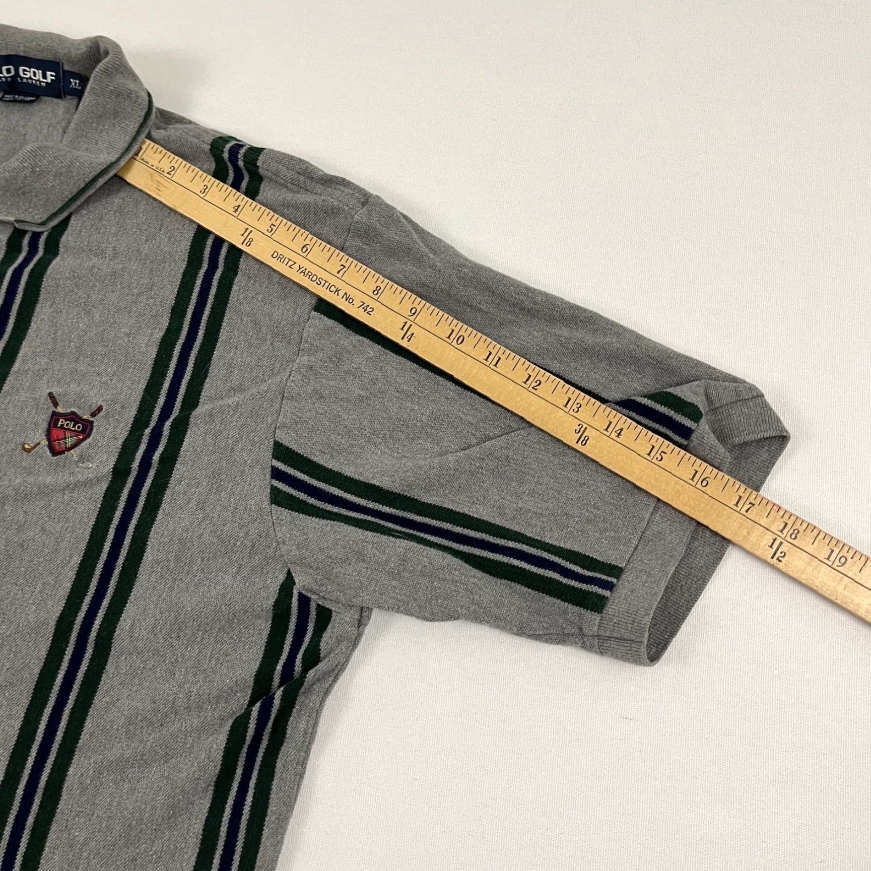 Vintage VINTAGE Polo Golf Ralph Lauren Polo Shirt Mens XL Gray Striped 100% Cotton Retro Crest Logo/Classic Sports Shirt Mens XL Gray Striped Cotton Size US XL / EU 56 / 4 - 6 Thumbnail