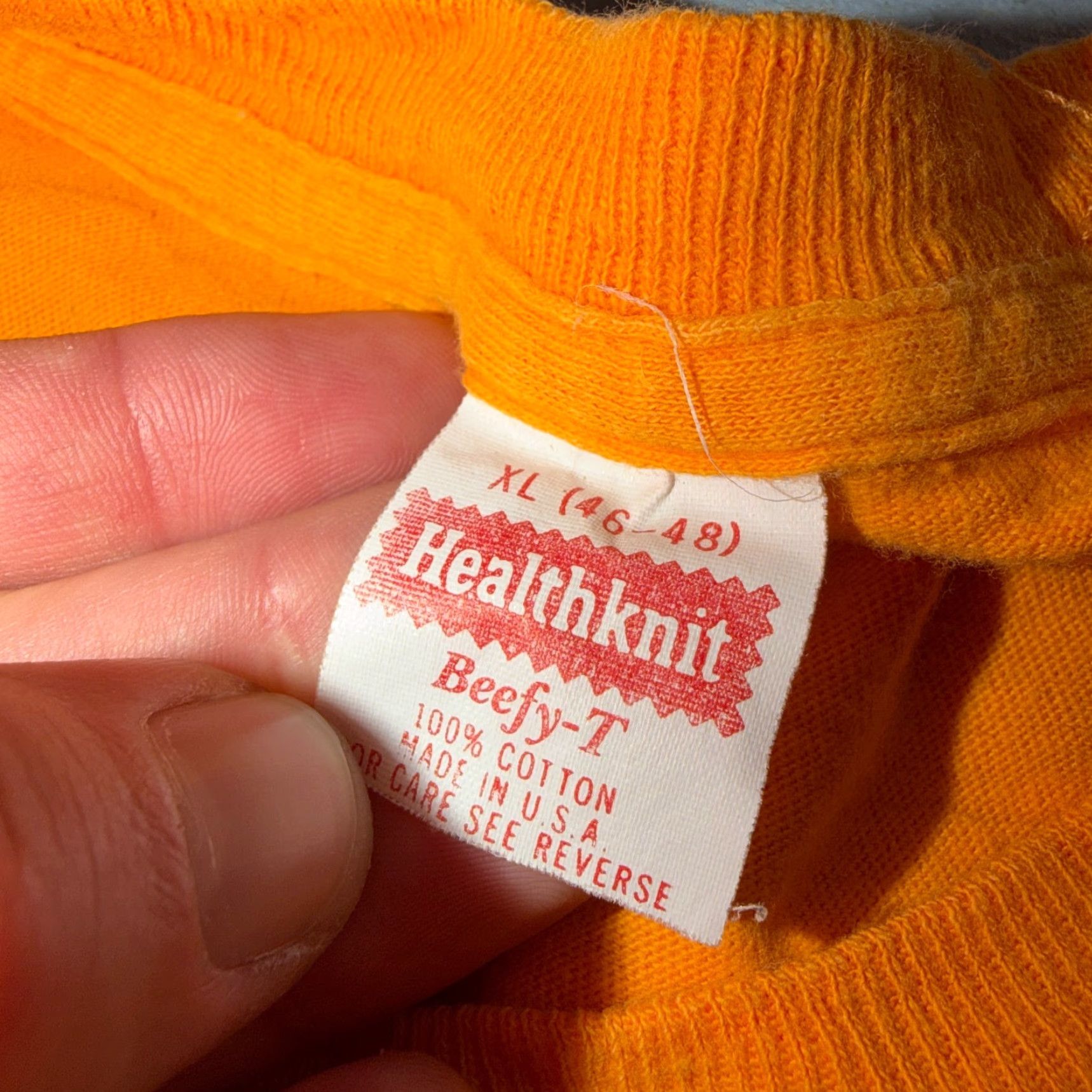 Vintage VINTAGE Healthknit T-Shirt 70s 80s 90s Harry Honolulu Hawaii Burger Graphic Solid Orange XL Mens Short Sleeve Crew Neck Size US XL / EU 56 / 4 - 5 Thumbnail