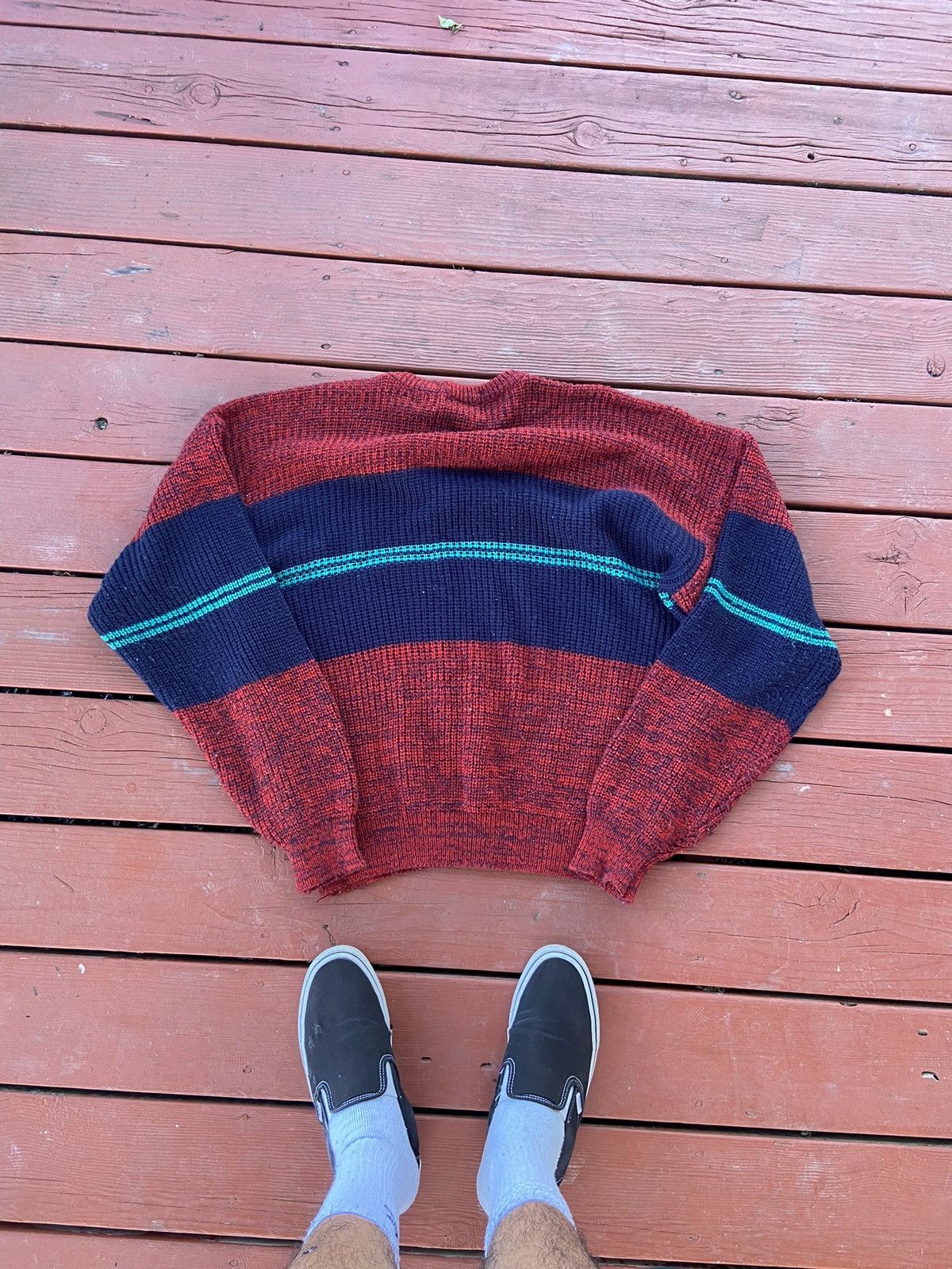 Vintage Vintage knit striped sweater Size US XL / EU 56 / 4 - 2 Thumbnail