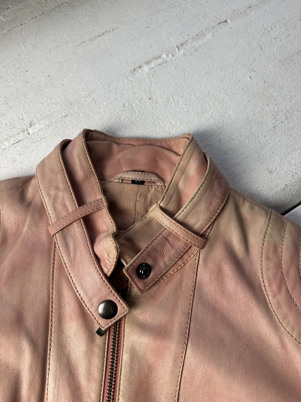 Other 🚨Y2K RICK OWENS TYPE DIRTY SLIM FIT ZIP LEATHER JACKET Size XS / US 0-2 / IT 36-38 - 5 Thumbnail
