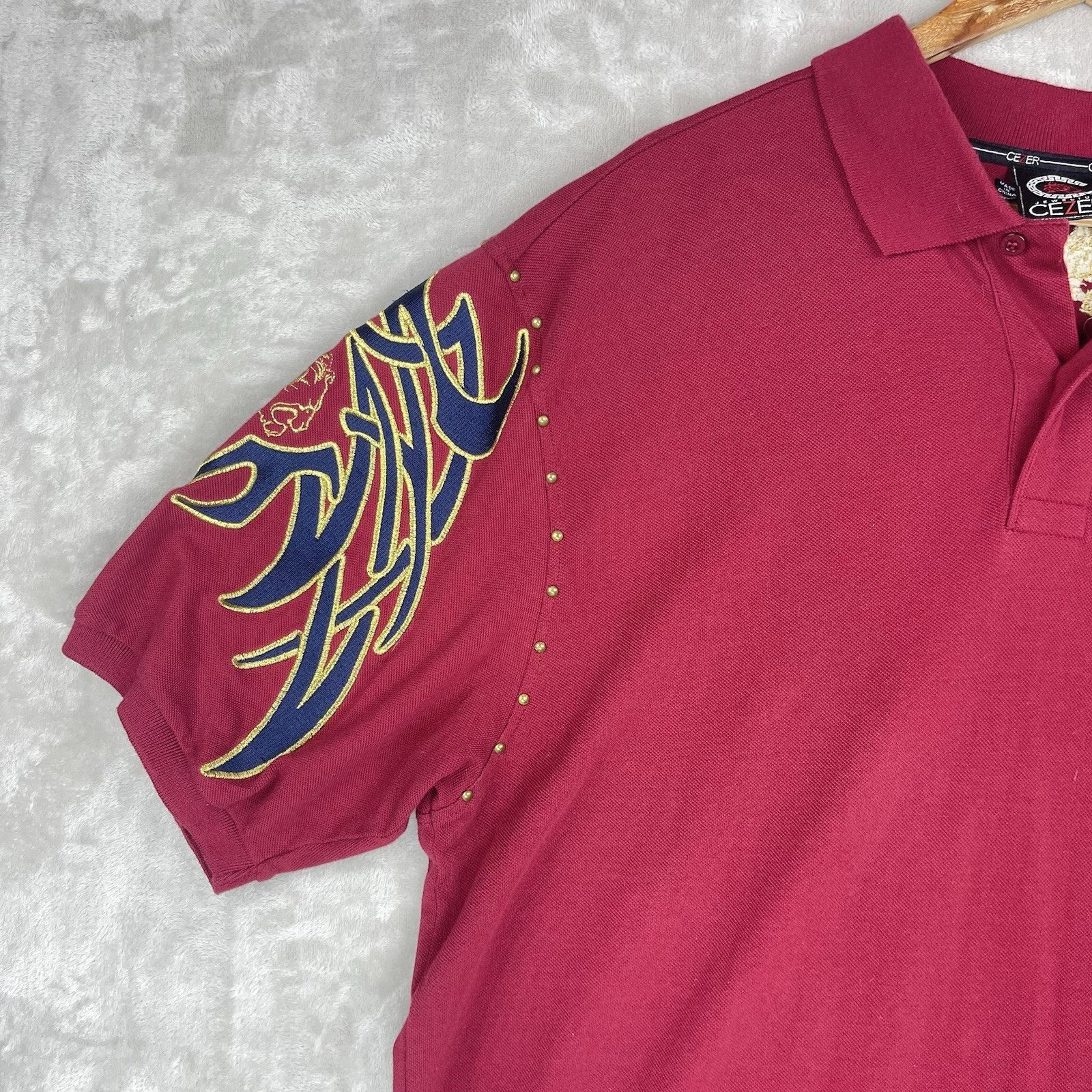 Other Jewelius Cezer Lion Graphic Polo Studded Red Oversized 2XL Size US XXL / EU 58 / 5 - 4 Thumbnail