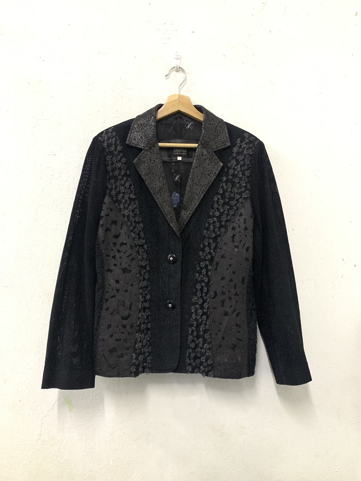 Japanese Brand Donna Leather Transparent Black Blazer Jacket Size ONE SIZE - 1 Thumbnail