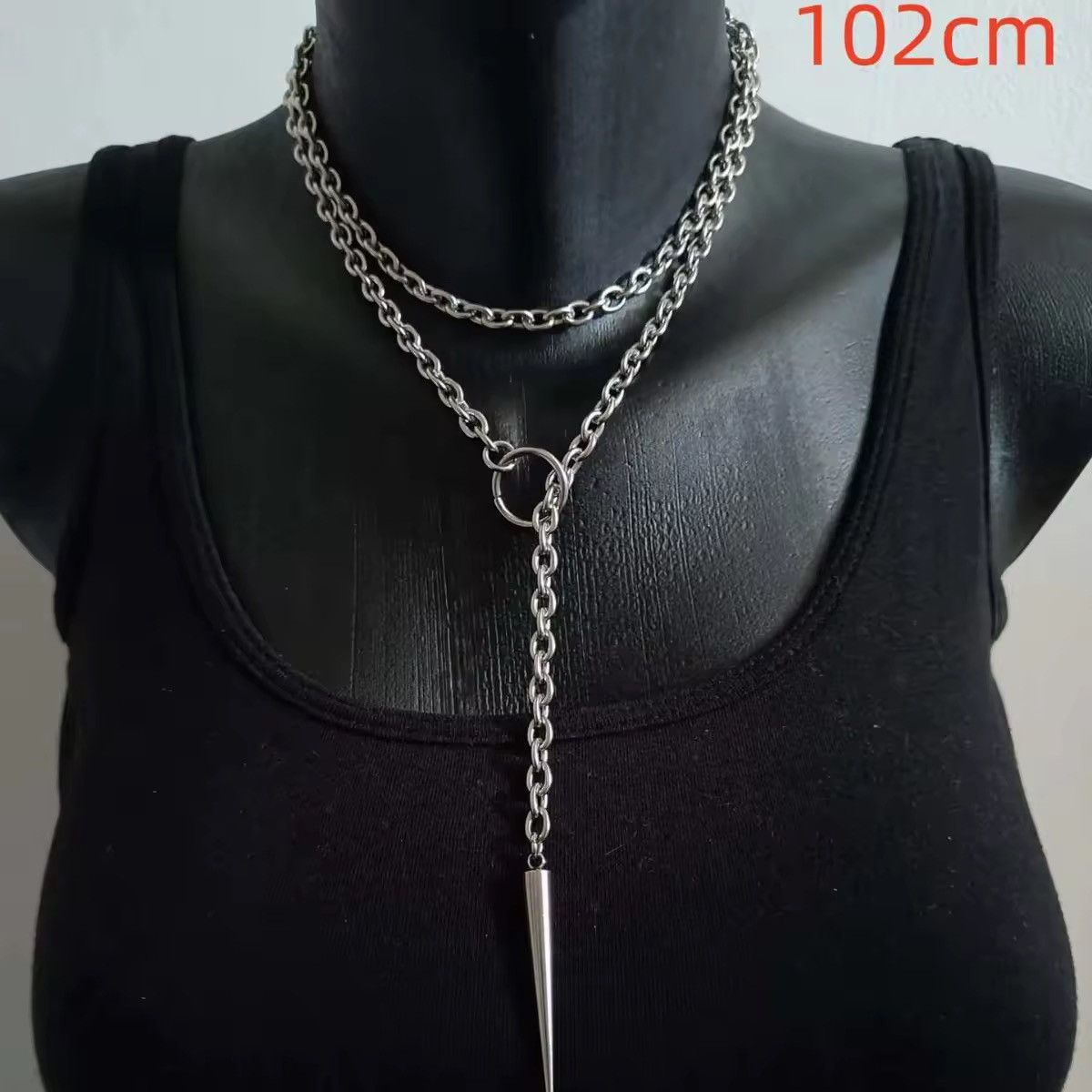 Other Punk Gothic Y2k Steel Silver Necklace Chain Size ONE SIZE - 1 Thumbnail
