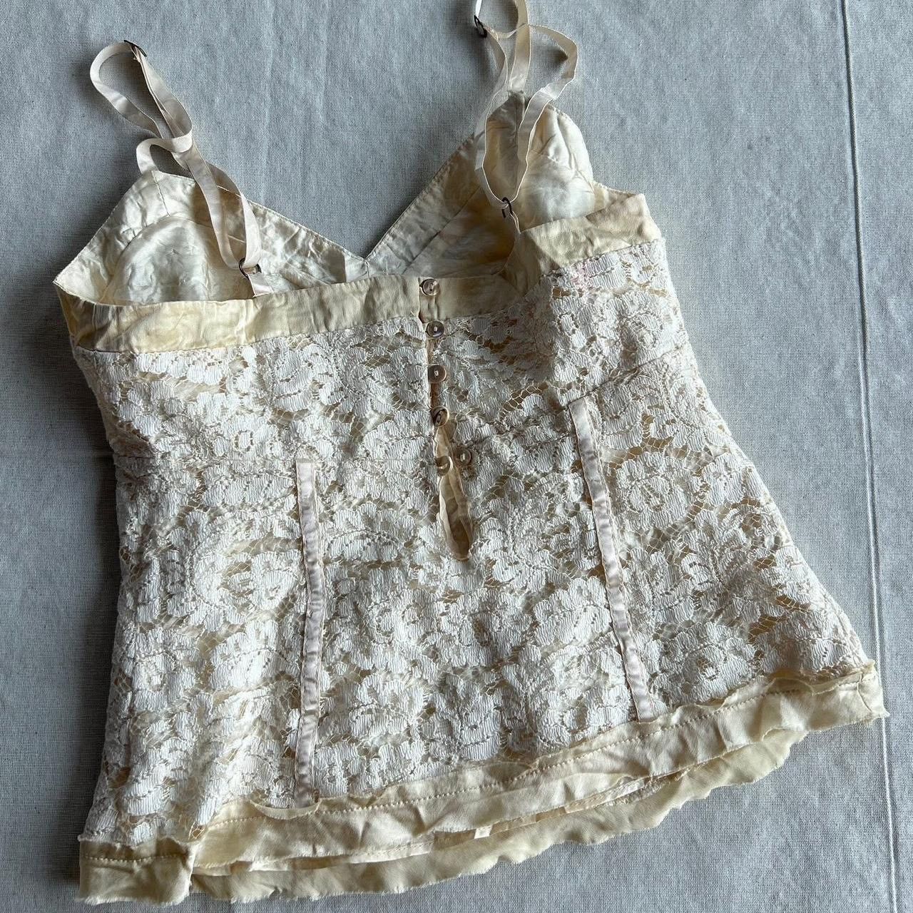 Rebecca Taylor Vintage cream&white lace corset cami top with back buttons🪷 Size XS / US 0-2 / IT 36-38 - 4 Thumbnail