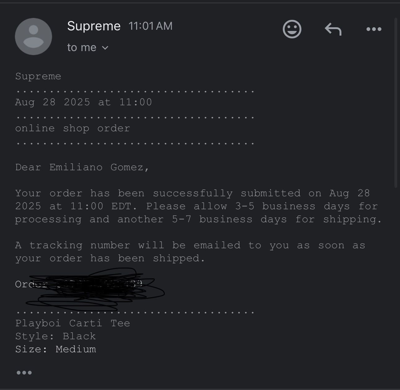 Supreme Supreme playboy carti tee black confirmed order Size US M / EU 48-50 / 2 - 3 Thumbnail