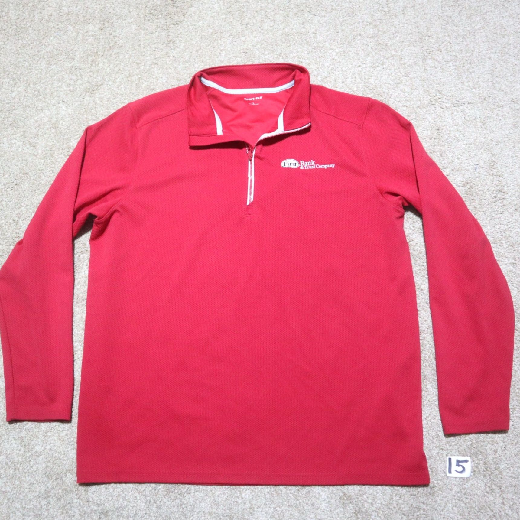 Vintage Sport-Tek Jacket First Bank & Trust Red 1/4 Zip Adult Men L Large Polyester Softshell Embroidered Logo Zipper Jacket Size US L / EU 52-54 / 3 - 2 Thumbnail
