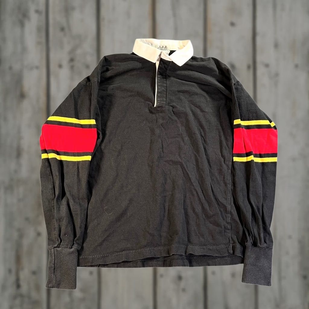 Vintage VINTAGE Rogue Rugby Shirt Mens L Black Red Yellow Striped Sleeve White Collar USA Size US L / EU 52-54 / 3 - 1 Thumbnail