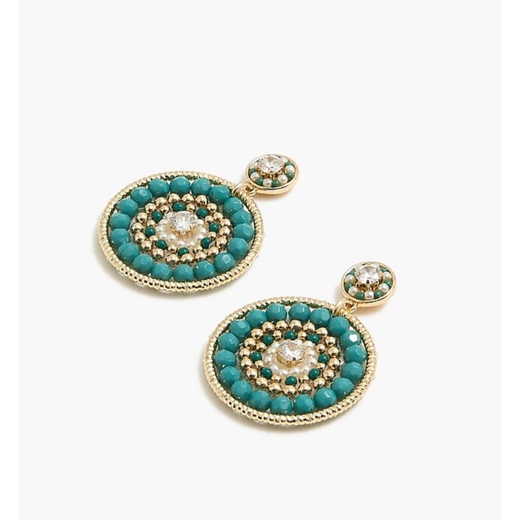 J.Crew NWT J.Crew Beaded Circle Statement Earrings In Aventurine Size ONE SIZE - 1 Thumbnail