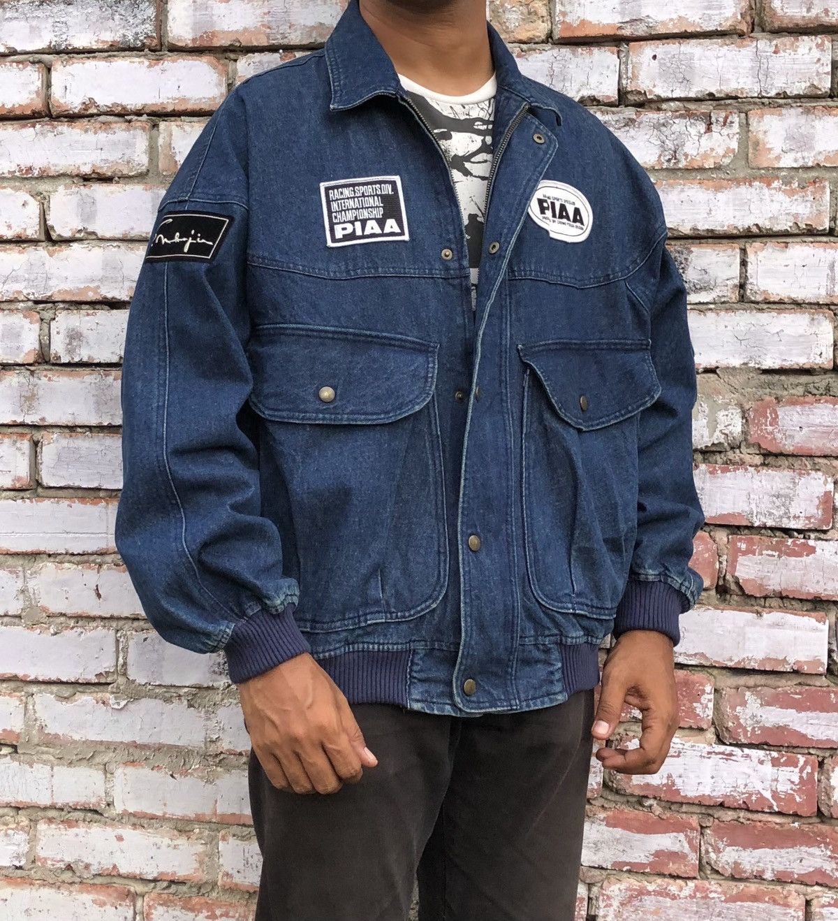 Sports Specialties Vintage PIAA RACING F-1 Denim Logo Jacket with Patch Size US XL / EU 56 / 4 - 1 Thumbnail
