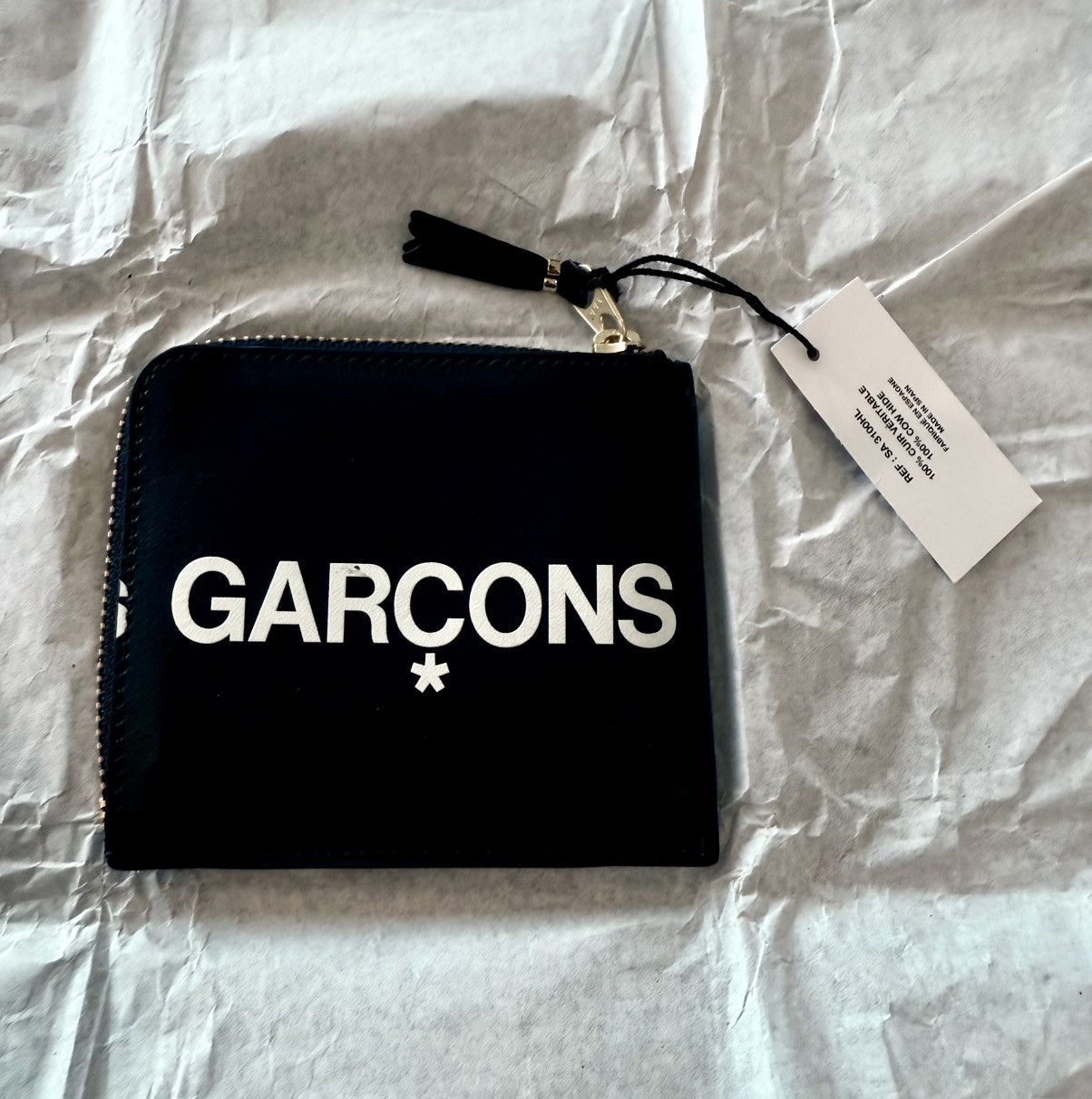 Comme des Garcons × Comme des Garcons Homme × Comme des Garcons Homme Plus New CDG Black Leather Wallet with Huge Logo Slim Corner Zip Size ONE SIZE - 3 Thumbnail