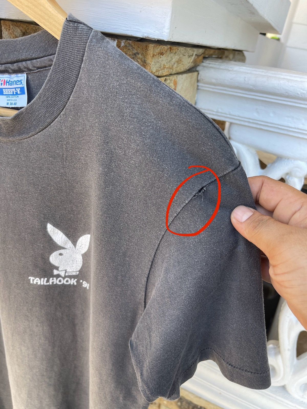 Playboy Rare🔥Vtg 80s Sun Faded TAIL HOOK Playboy ERD GRUNGE Tee Size US M / EU 48-50 / 2 - 9 Thumbnail