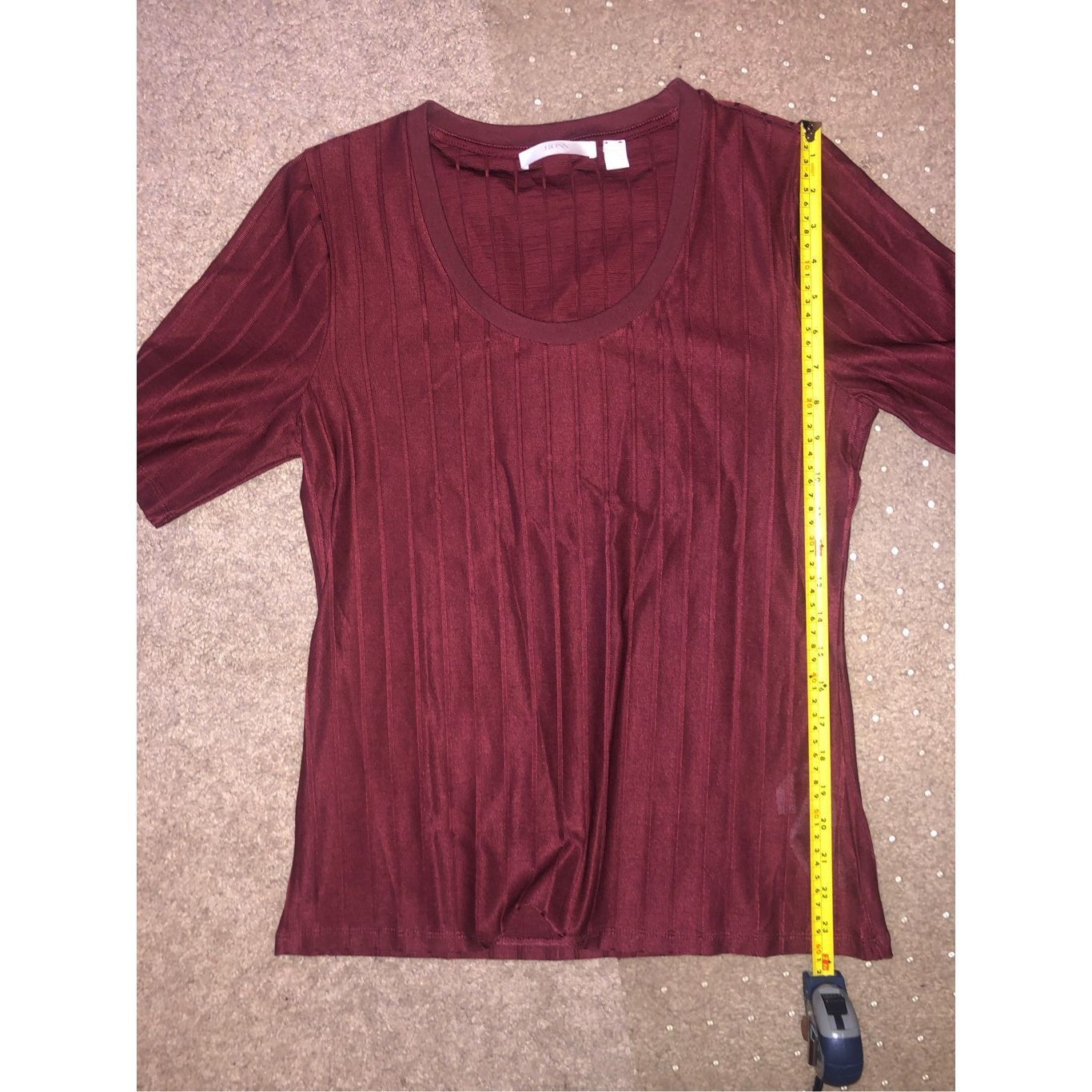 Hugo Boss Hugo Boss Maroon Burgundy Ribbed Short Sleeve Scoop Neck Blo Size M / US 6-8 / IT 42-44 - 9 Thumbnail