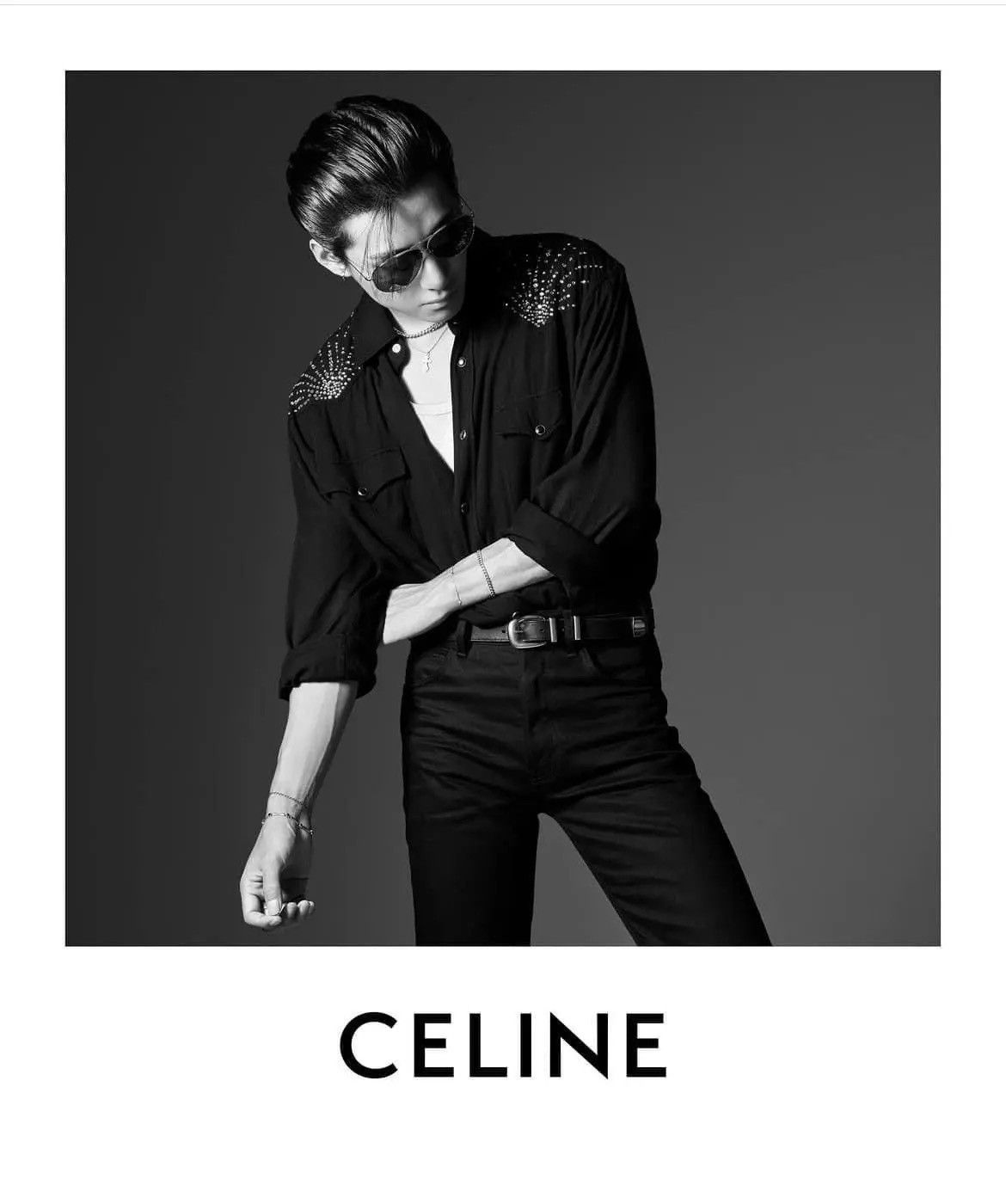 Celine Celine SS22 Black Crystal Embellished Western Shirt Size US L / EU 52-54 / 3 - 4 Thumbnail