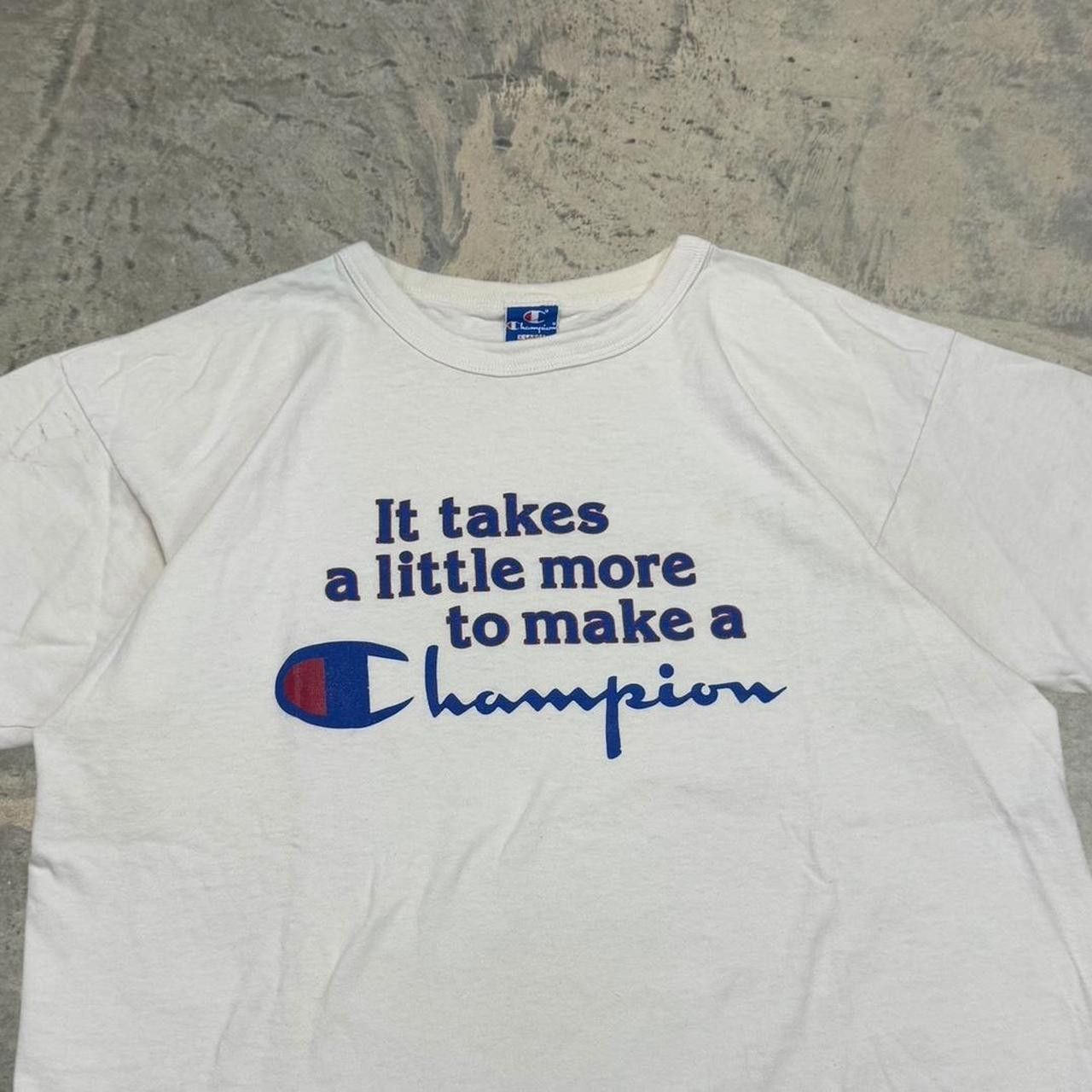 Champion × Vintage VTG 80s “It Takes a Little More To Make a Champion” T-Shirt Size US XL / EU 56 / 4 - 2 Thumbnail