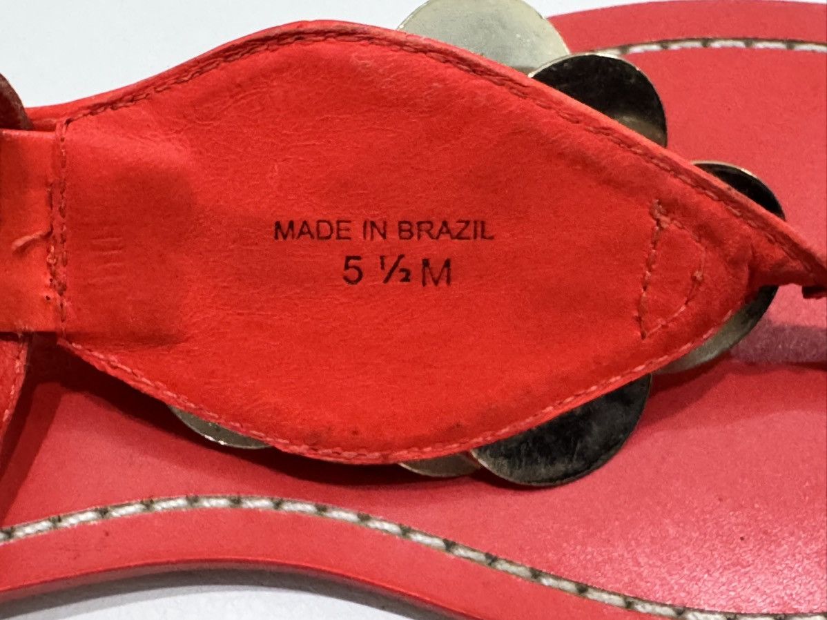 Diane von Furstenberg Diane von Furstenberg Red Leather Thong Sandals Coin Buckle Size US 5.5 / IT 35.5 - 6 Thumbnail