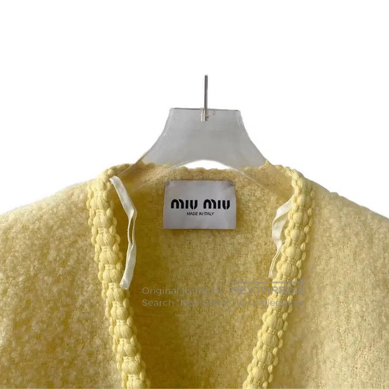 Miu Miu Miu Miu Yellow Wool Cardigan with Logo . Size XS / US 0-2 / IT 36-38 - 3 Thumbnail