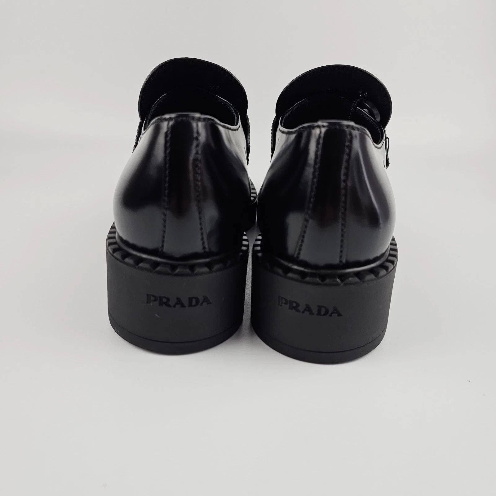 Prada PRADA Chocolate Black Leather Loafers New & Authentic Size US 11 / IT 41 - 9 Thumbnail