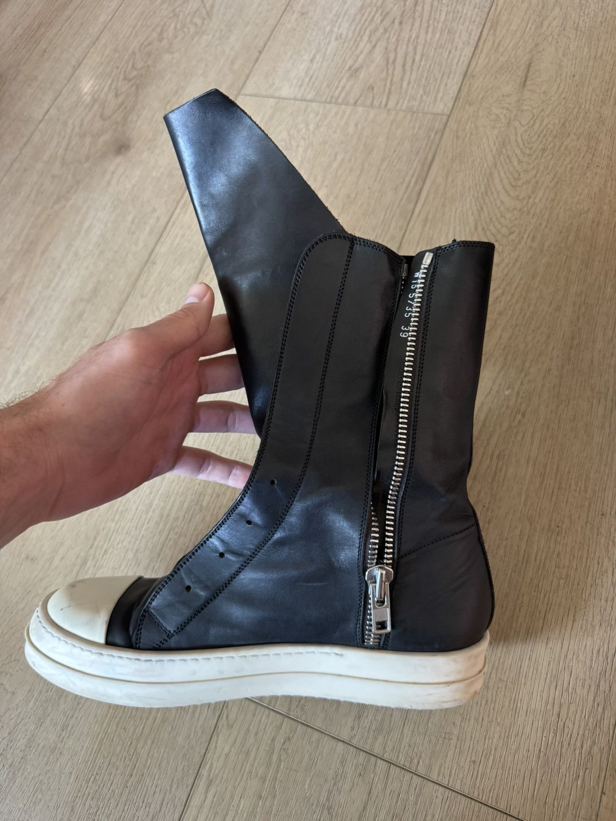 Rick Owens Laceless leather ramones high 39 Size US 6 / EU 39 - 2 Thumbnail