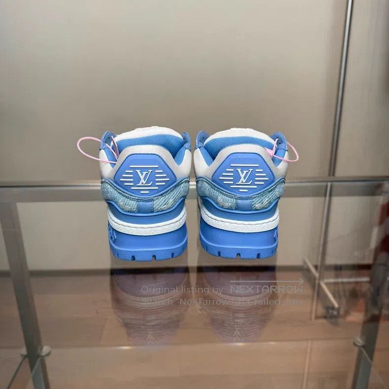 Louis Vuitton Louis Vuitton TRAINER MAXI White and Blue Denim Fat Ding s Size US 8 / IT 38 - 4 Thumbnail