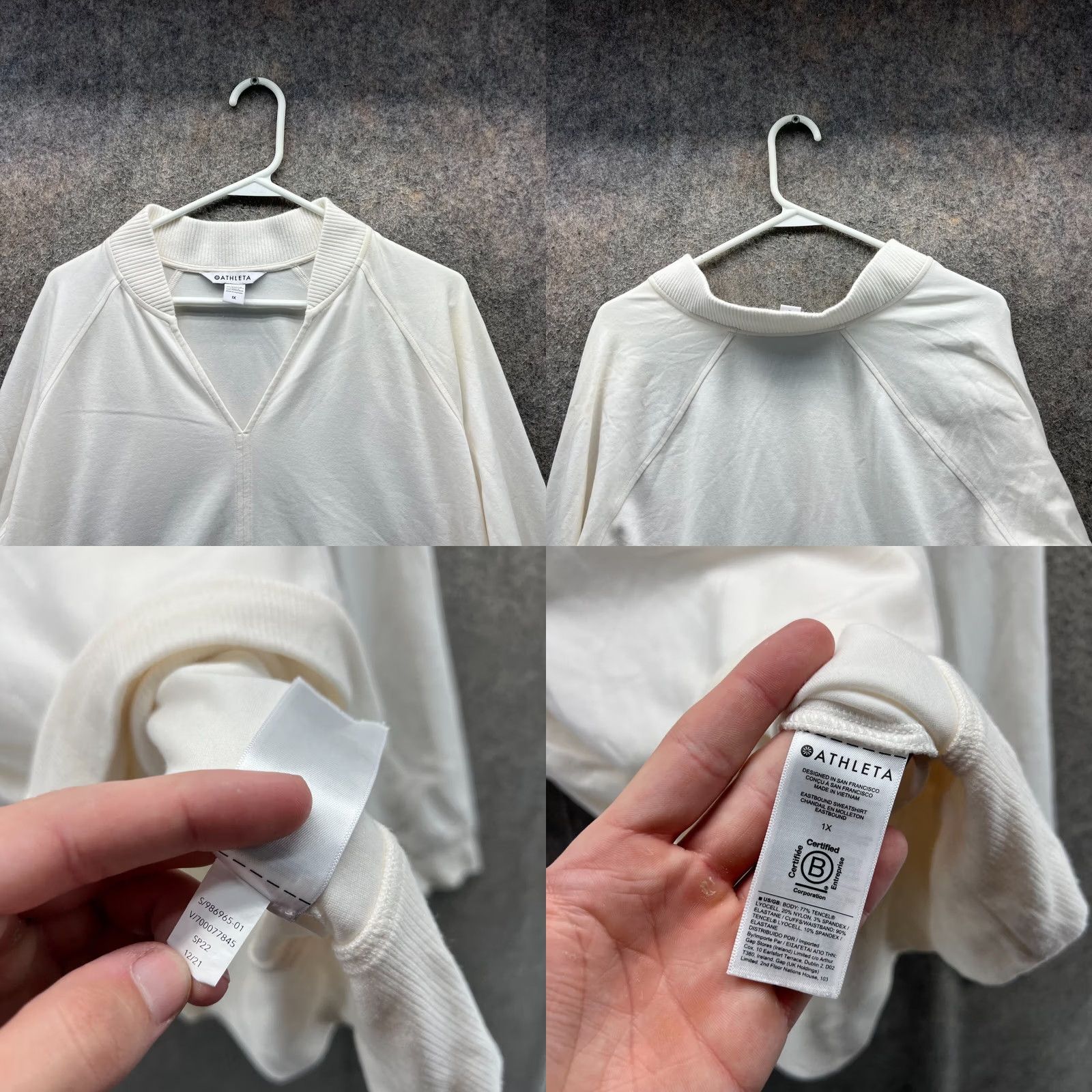 Athleta Athleta Sweatshirt Women 1X White Full Zip Pullover All Seasons Modern Regular Sleeve Long Zip Closure Activewear Winter Spring Fall Men? Ladies Size XL / US 12-14 / IT 48-50 - 8 Thumbnail