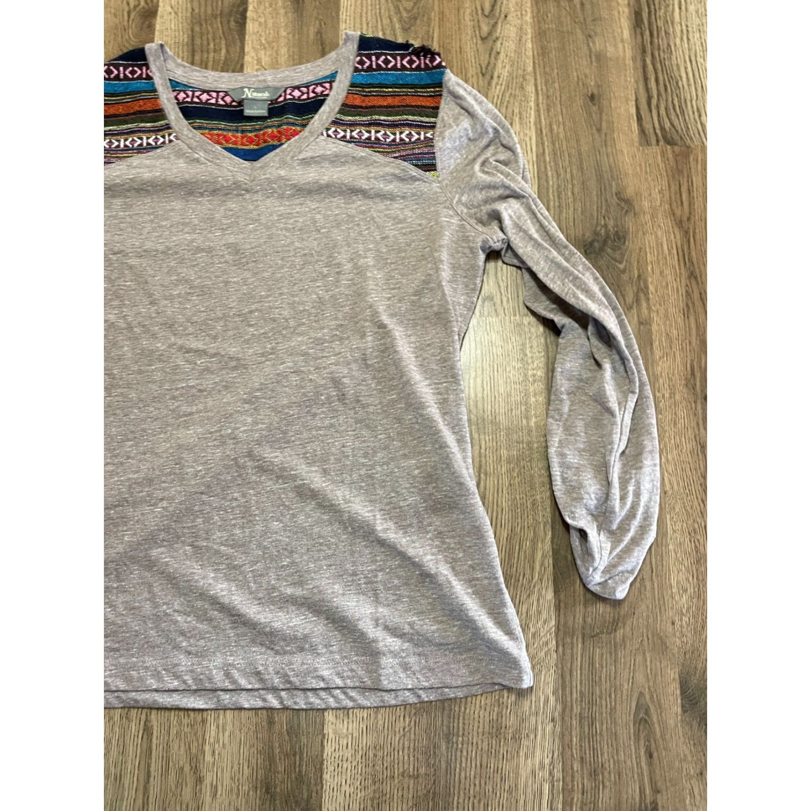 Vintage Natural Reflections Shirt Womens Large Gray Western V-Neck Long Sleeve Shirt Size L / US 10 / IT 46 - 4 Thumbnail