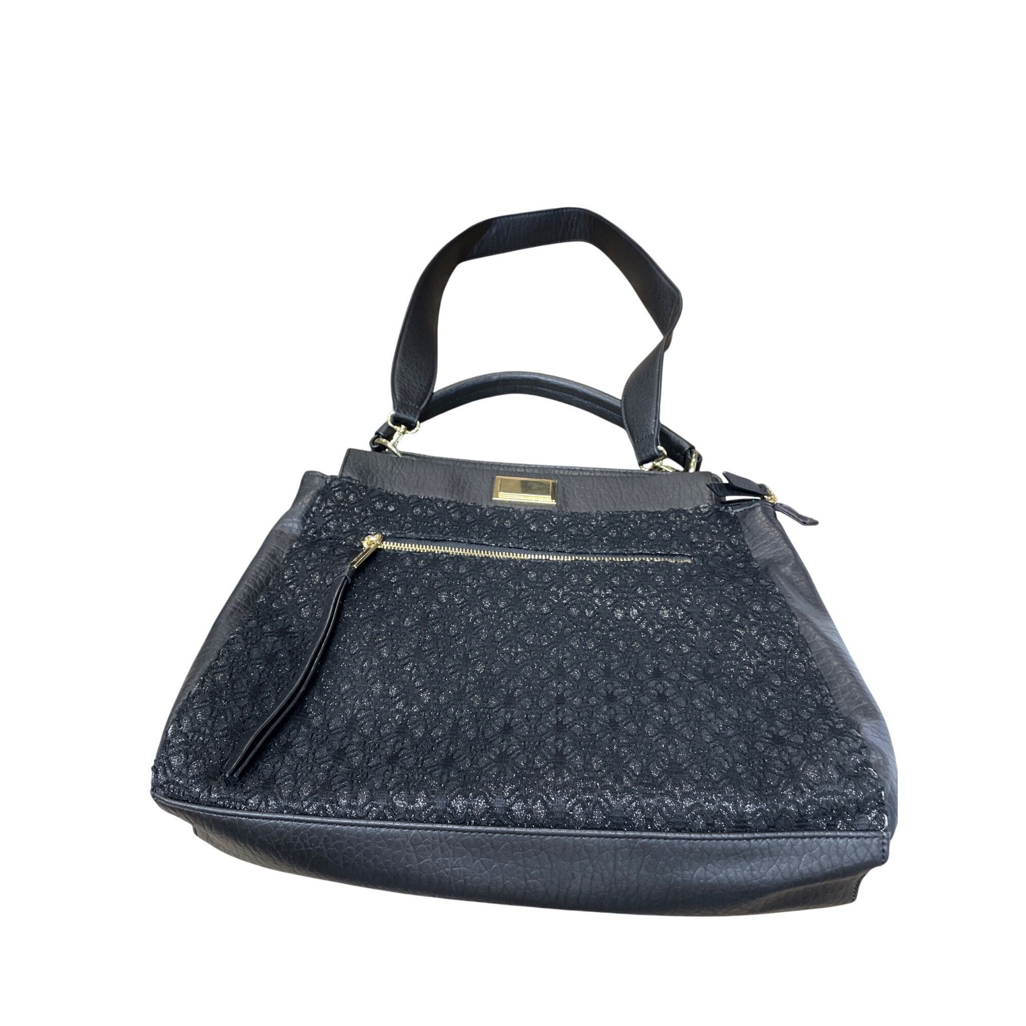 Juicy Couture Juicy Couture Wms Black Gold Pebbled faux leather Shoulder H Size ONE SIZE - 1 Thumbnail