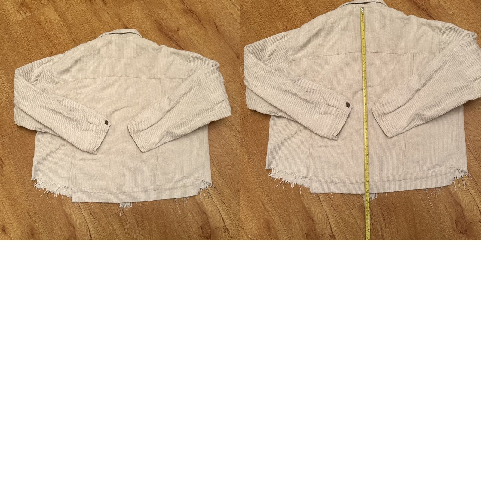 Vintage POL Corduroy Jacket Cropped Button Up Striped Beige Women's Medium Boho Pockets Raw Hem Fall Spring Vintage No Size M / US 6-8 / IT 42-44 - 9 Thumbnail