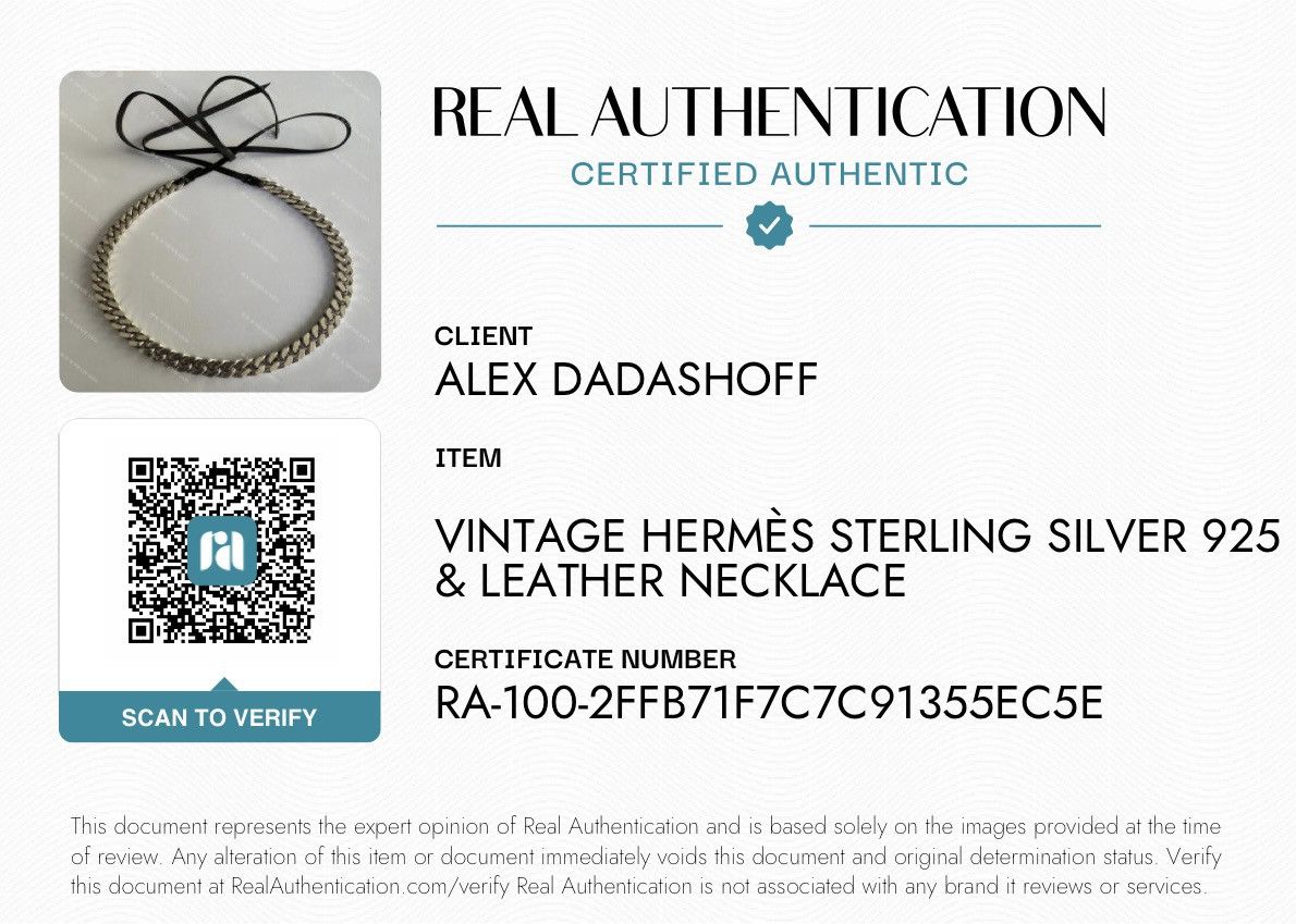 Hermes Hermès Flat Curb Chain & Leather Necklace Rare Archive Piece Size ONE SIZE - 2 Thumbnail