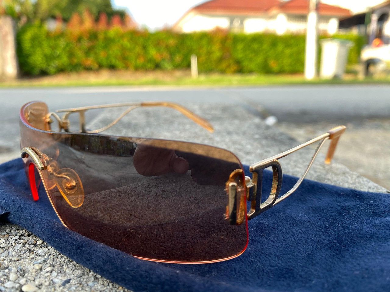 Christian Dior Monsieur Vintage Dior Miss Diorella Bronze Shield Sunglasses Size ONE SIZE - 5 Thumbnail