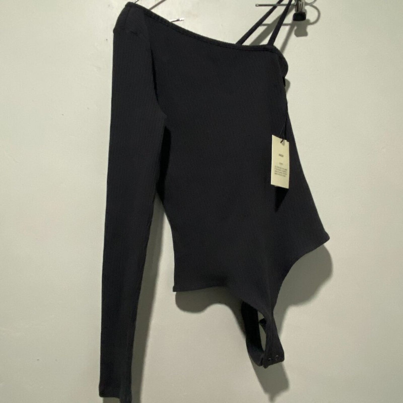 Agolde Agolde Mika One Sleeve Bodysuit In Fossil Gray NWT Size L Size L / US 10 / IT 46 - 2 Thumbnail