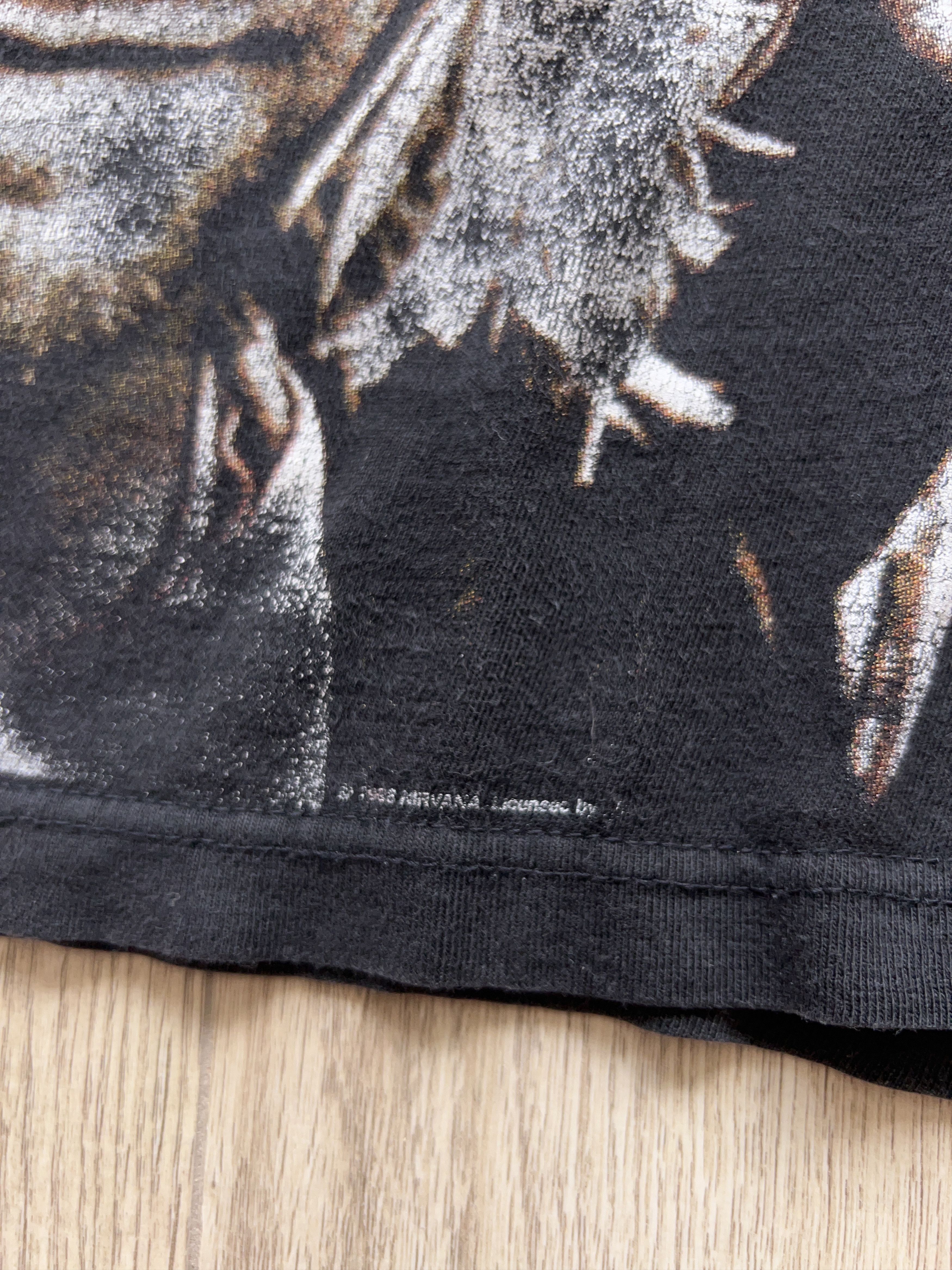Nirvana × Vintage 1990s Kurt Cobain All Over T Shirt Tee Rock Band Size M Size US M / EU 48-50 / 2 - 4 Thumbnail