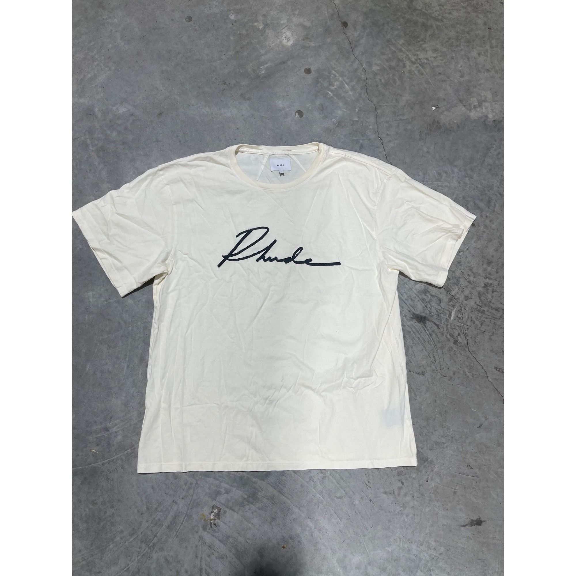 Rhude NEW RHUDE SCRIPT CREAM TEE SZ LARGE Size US L / EU 52-54 / 3 - 1 Thumbnail