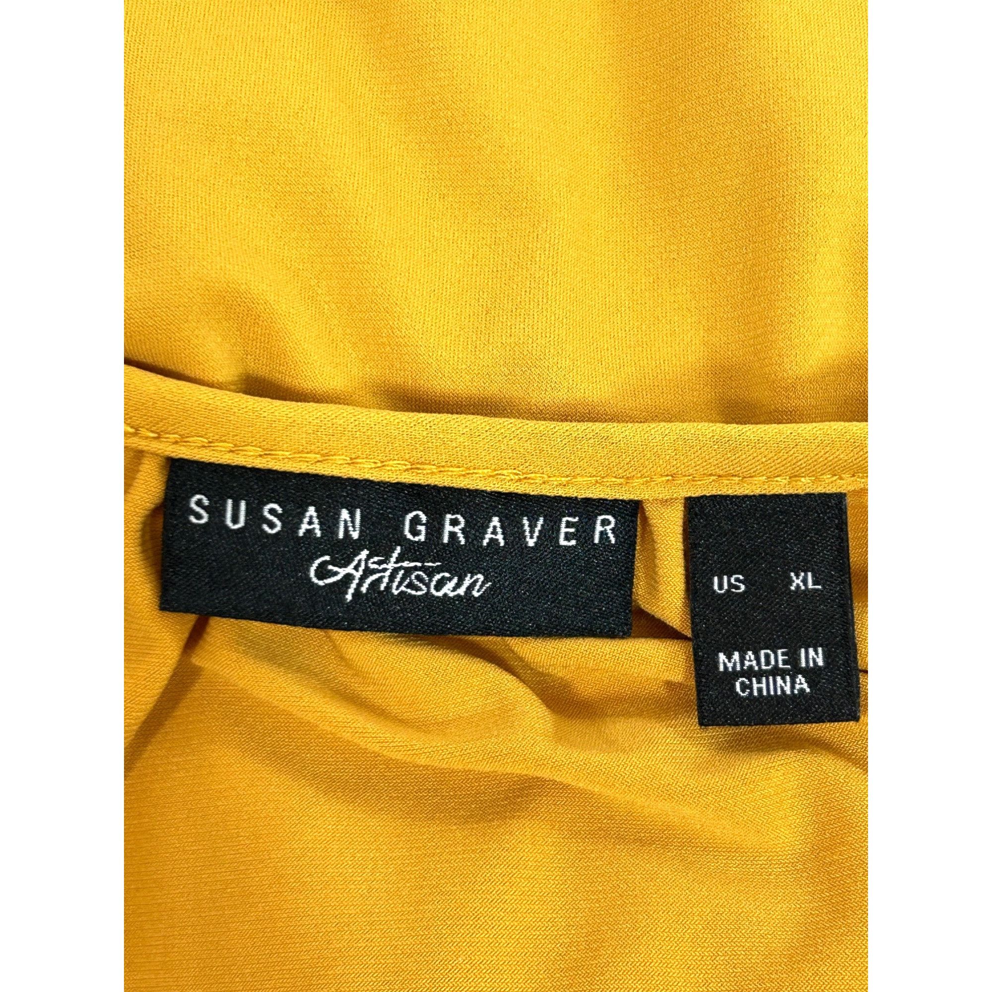 Other Susan Graver Tunic Top Yellow XL Sequined Shoulders Round Ne Size XL / US 12-14 / IT 48-50 - 7 Thumbnail