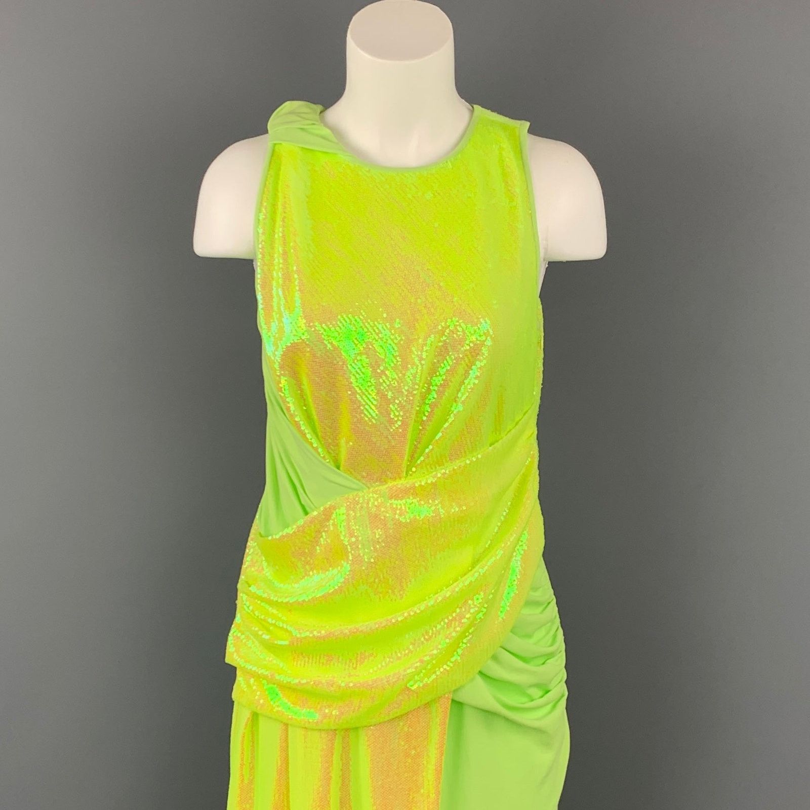 Sies Marjan Size 4 Neon Green Sequin Polyester Cocktail Dress Size S / US 4 / IT 40 - 2 Thumbnail