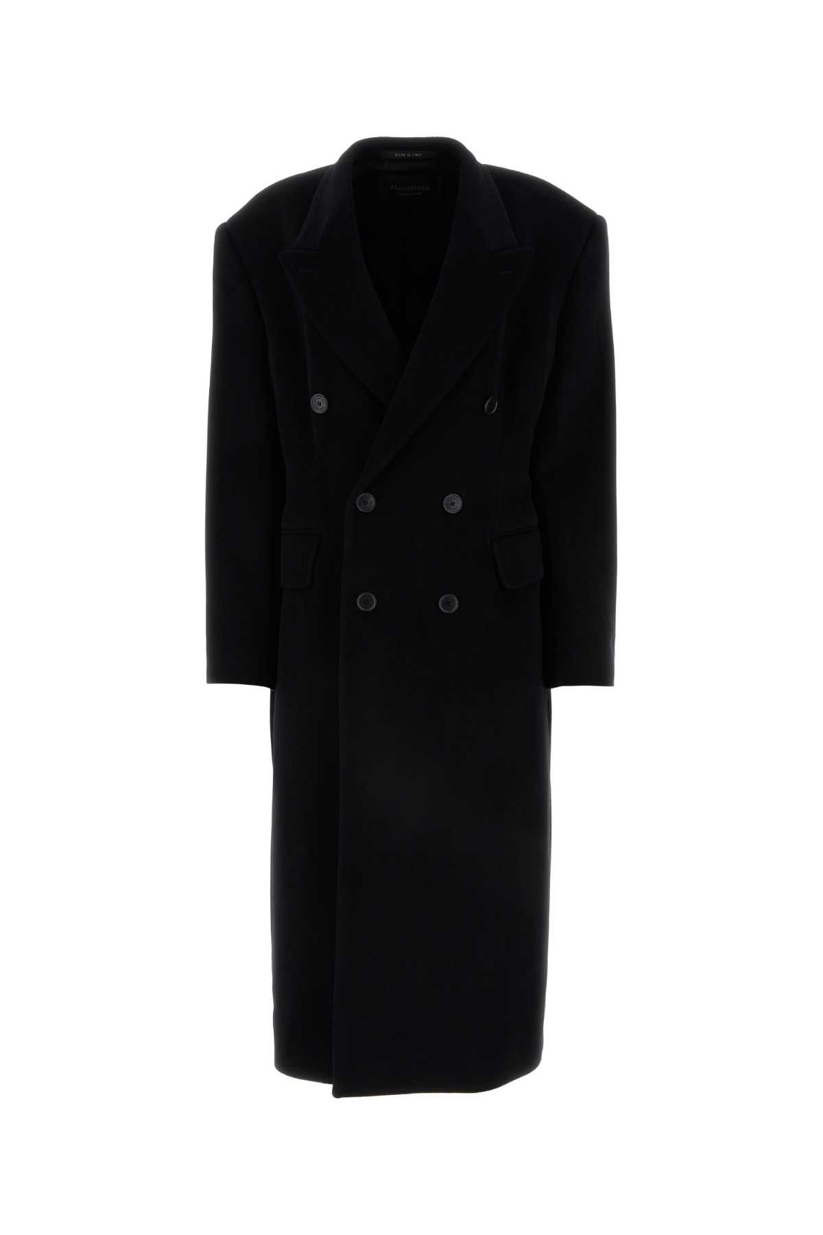 image of Balenciaga Black Cashmere Blend Oversize Cinched Coat, Women's (Size XS)