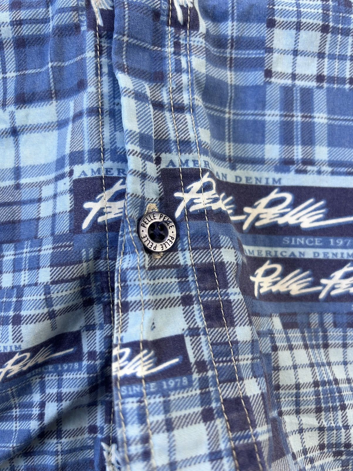 Marc Buchanan × Pelle Pelle × Vintage Pelle Pelle shirt vintagr full print button up blue Size US L / EU 52-54 / 3 - 6 Thumbnail