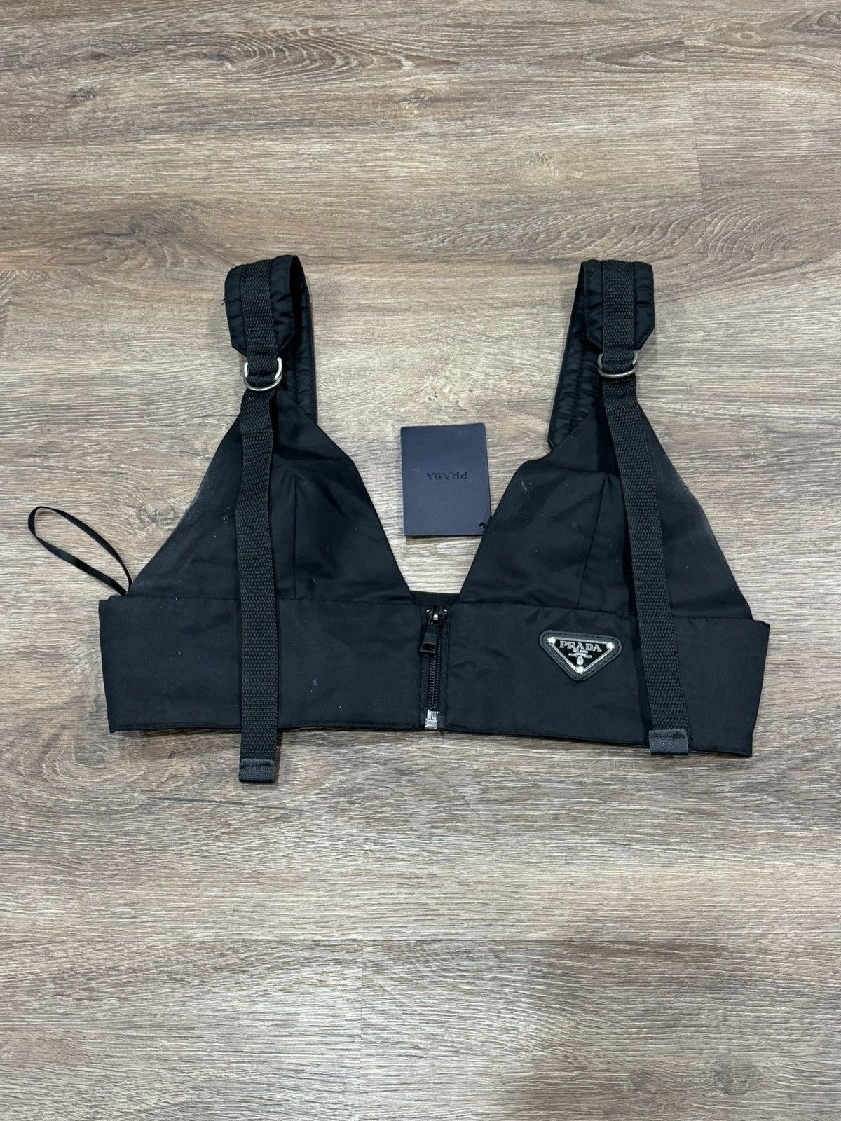 Prada Prada Milano Black Nylon Triangle Logo Harness Bralette Top Size M / US 6-8 / IT 42-44 - 1 Thumbnail