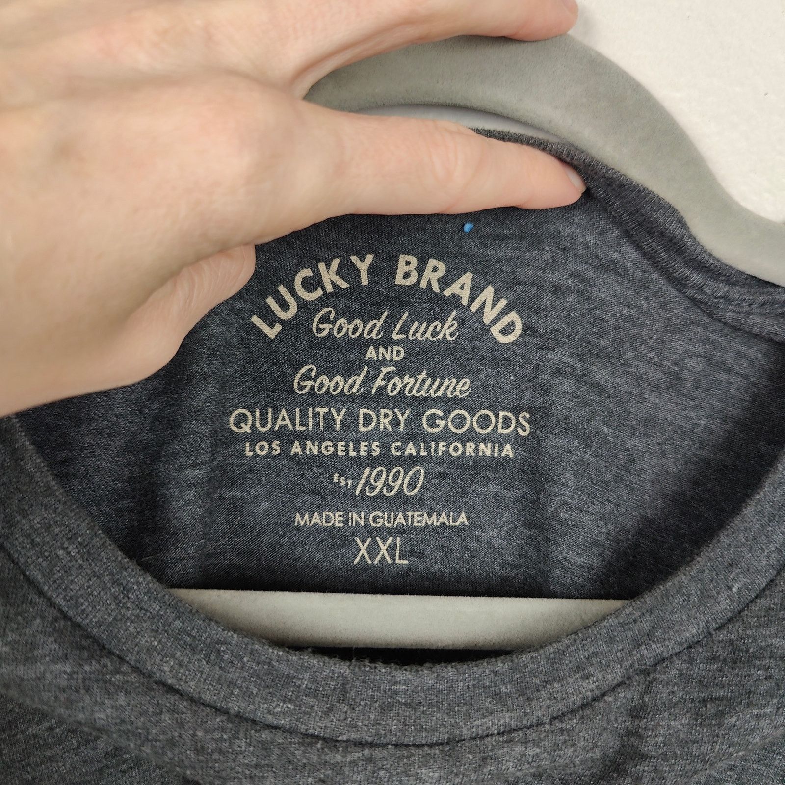 Lucky Brand Lucky Brand T-Shirt Mens XXL Gray Heather Guitar Pick Size US XXL / EU 58 / 5 - 4 Thumbnail