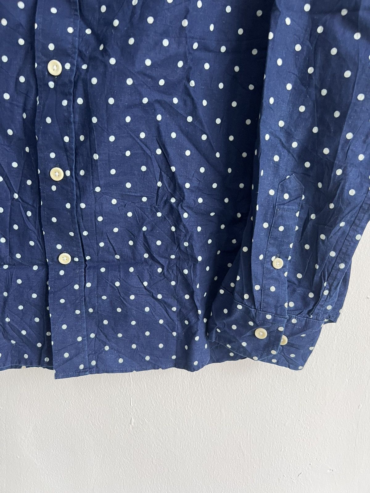 Pure Blue Japan Indigo Dyed Japan Blue Jeans Polka Dot Western Oxford Shirt Size US L / EU 52-54 / 3 - 3 Thumbnail