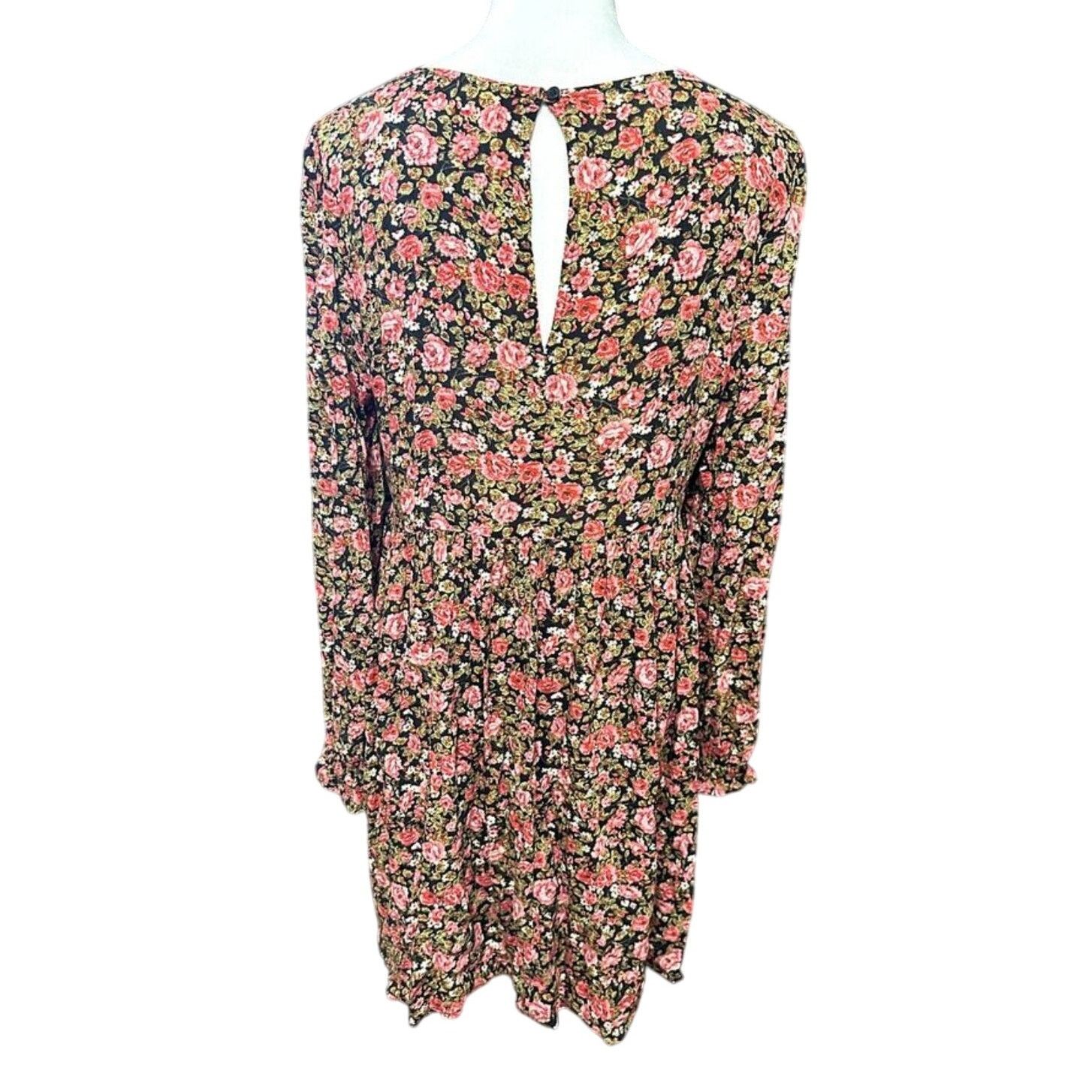 BP. BP Women's Black/PinksFloral Long Sleeve Casual Dress M NWOT Size M / US 6-8 / IT 42-44 - 4 Thumbnail