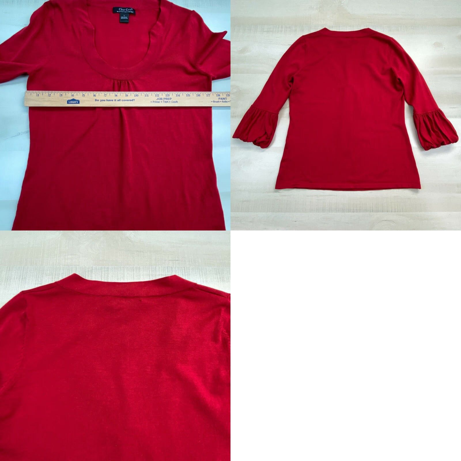 Vintage Cest City Womens Red Silk Blend Pullover Sweater Large 3/4 Sleeves Size L / US 10 / IT 46 - 8 Thumbnail